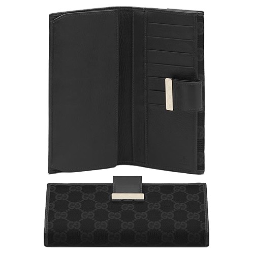 Noir Gucci Continental Portefeuille Gravé Gg Le Détail